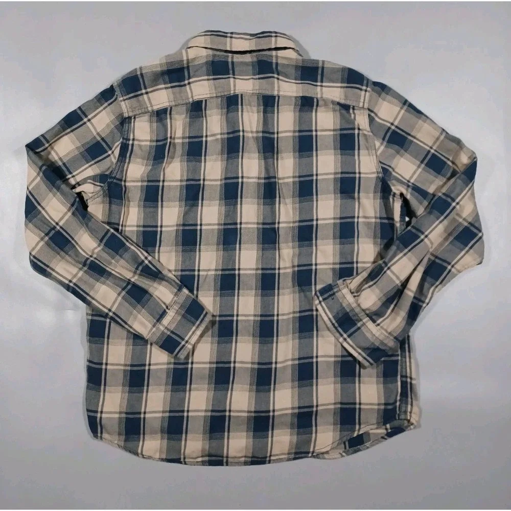 Levis Shirt Mens L Blue Tan Plaid Button Up Long‎ Sleeve Standard Fit